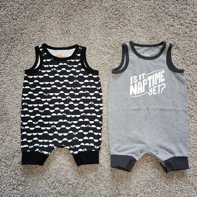 Cat & Jack 2 Piece Romper Set Is It Naptime Yet - 0-3 Months  