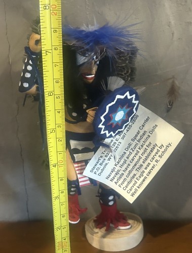 Vintage Navajo Kachina Doll Spear Carrier Native American Signed Eagle - Picture 12 of 12