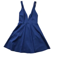 Lulus Forever Crush Navy Blue Strappy Sleeveless Skater Dress Women's Medium NEW