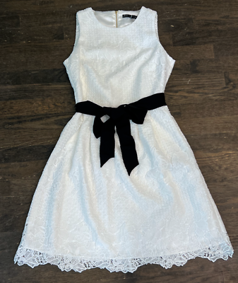 NEW WHITE HOUSE BLACK MARKET WHITE LACE BLACK BELT FIT & FLARE DRESS SIZE 2  | eBay