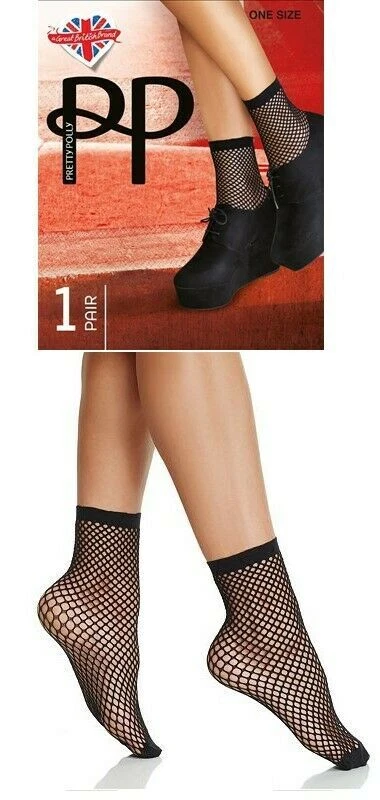 Calcetines de red para mujer tobillera negros 1 par PRETTY POLLY $12 - NUEVOS CON ETIQUETAS Foto 2 de 3