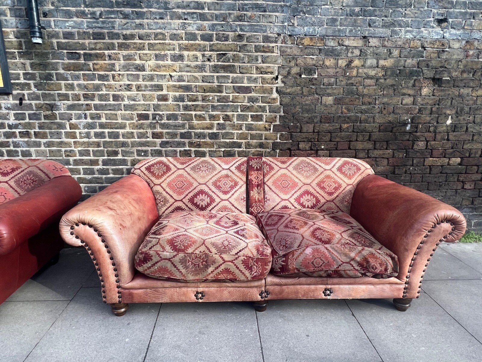 Pair of Tetrad Eastwood 3Seater Sofas Buffalo Leather & Fabric Set