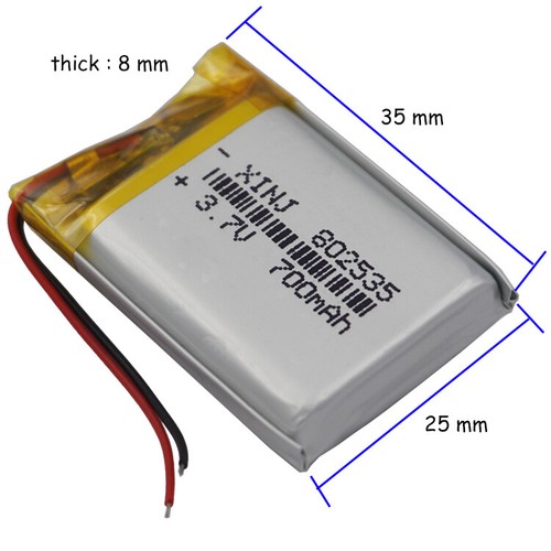 Batería Li-polímero 3.7V 700mAh 802535 para cámara navegación por satélite grabadora de conducción GPS - Imagen 2 de 3