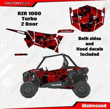 Red Distressed Camo Racing Graphics kit fits Polaris RZR 1000 2 Door Turbo 14-18