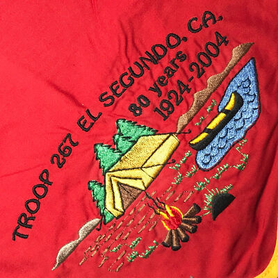 Troop 267 El Segundo, CA 2004 Red w/ Embroid Neckerchief USED YLW Bdr (LB1023)