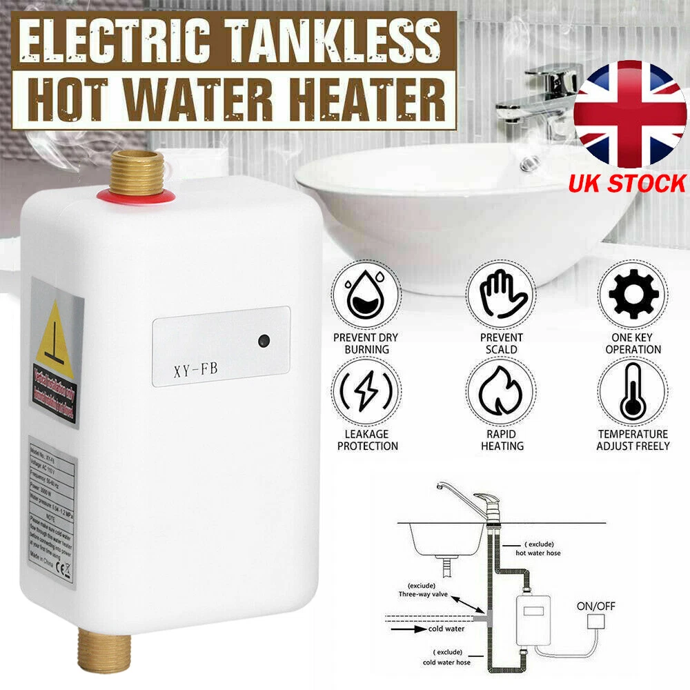 Electric Tankless Instant Hot Water Heater 3000W Under Sink Tap Kitchen  Caravan | eBay