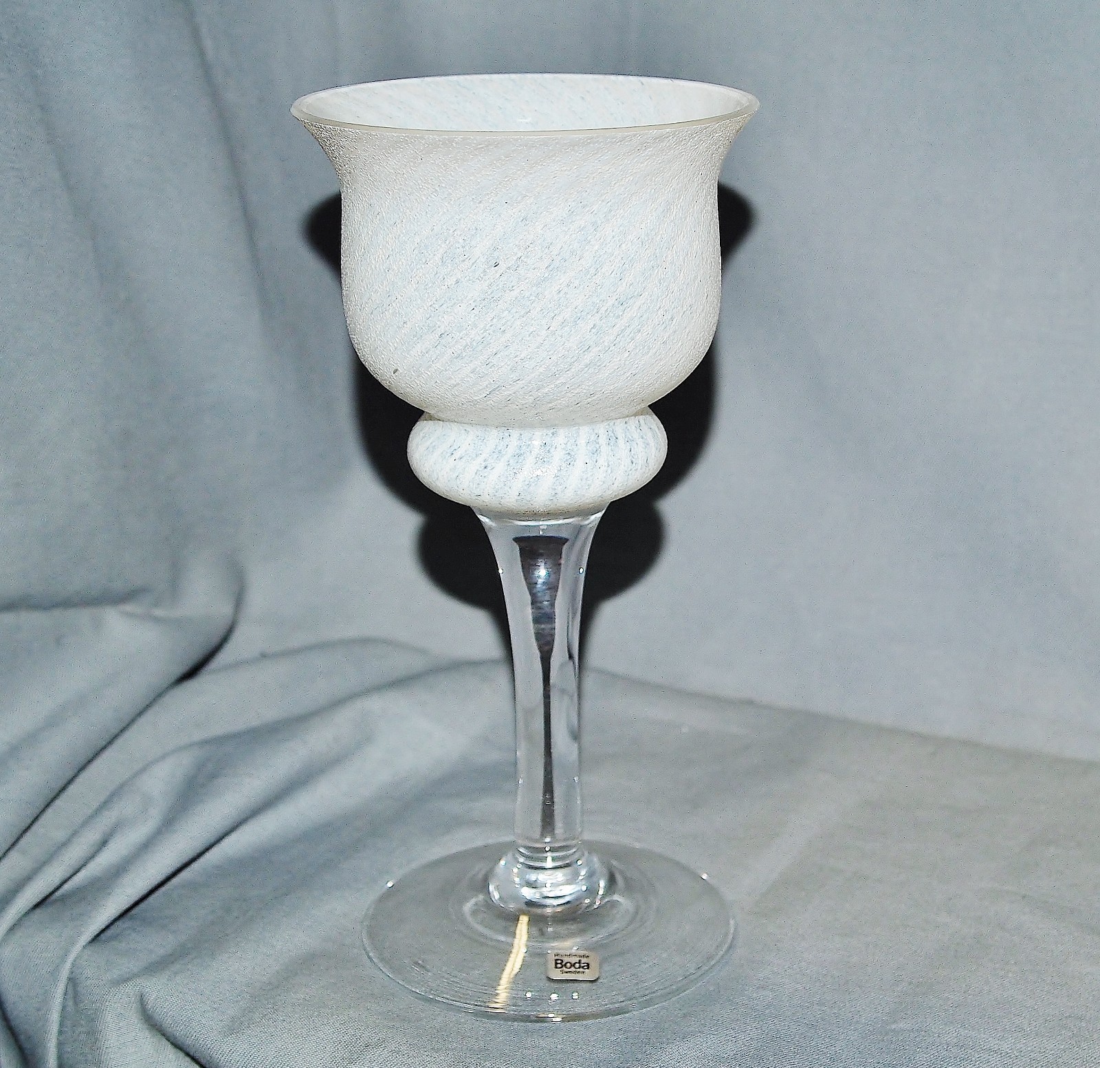 Gran Copa de Vino Copa , Blanco, Boda Glasbruk, Suecia, 20 CM