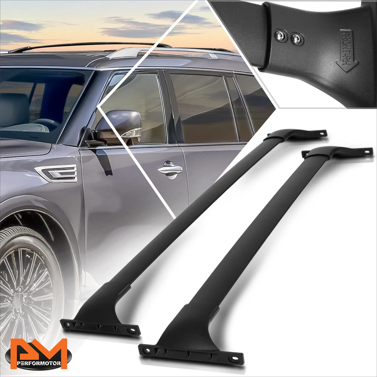For 11 19 Infiniti QX80 QX56 OE Style Aluminum Top Roof Rail Luggage Cross Bars