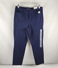 Old Navy Pants Womens 10 Blue Black Houndstooth Pixie High Rise 30x27 NWT