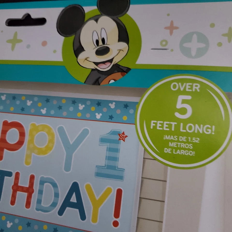 Mickey Mouse 1st Birthday Party String 6 Pcs Disney 7 Ft + 5 Ft Banner SET - Image 3 of 4
