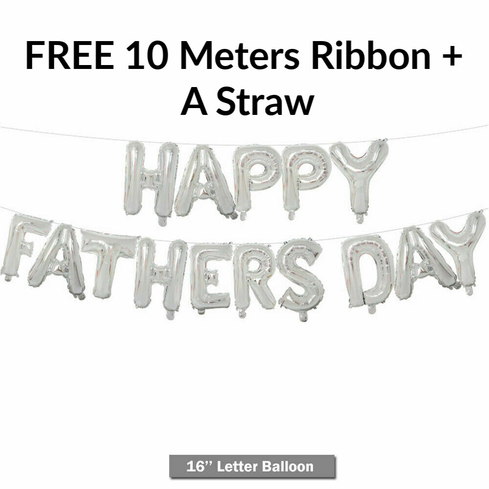 16 Inch Silver Happy Fathers Day Foil Balloons - I Love Dad, Best Dad Ever Gold Lettering (Set Of 16) 8 thumbnail image