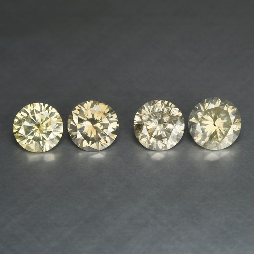 Lotto 4 pezzi diamanti gialli grigi non trattati 0,82 ct diamante scintillante 100% naturale - Foto 3 di 3