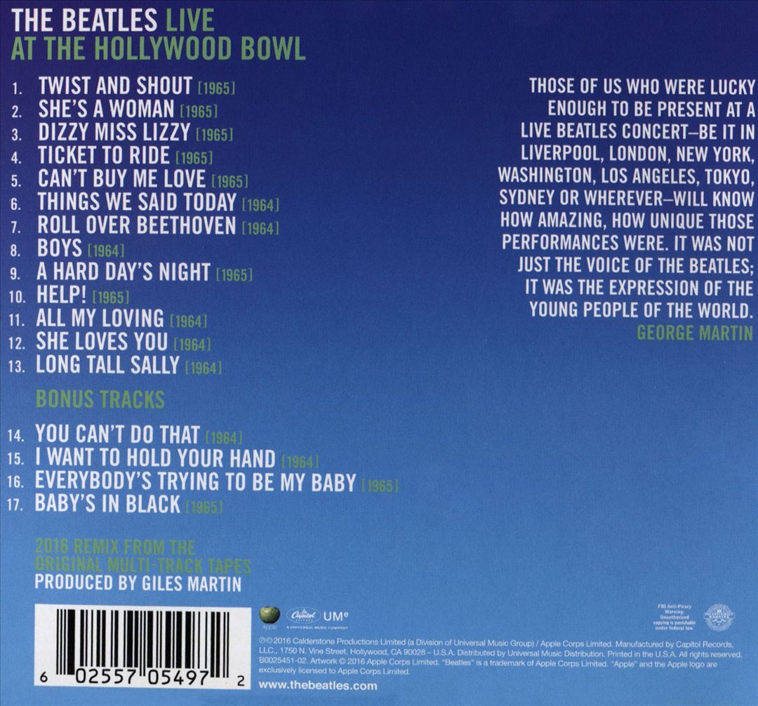 THE BEATLES - LIVE AT THE HOLLYWOOD BOWL [BONUS TRACKS] NEW