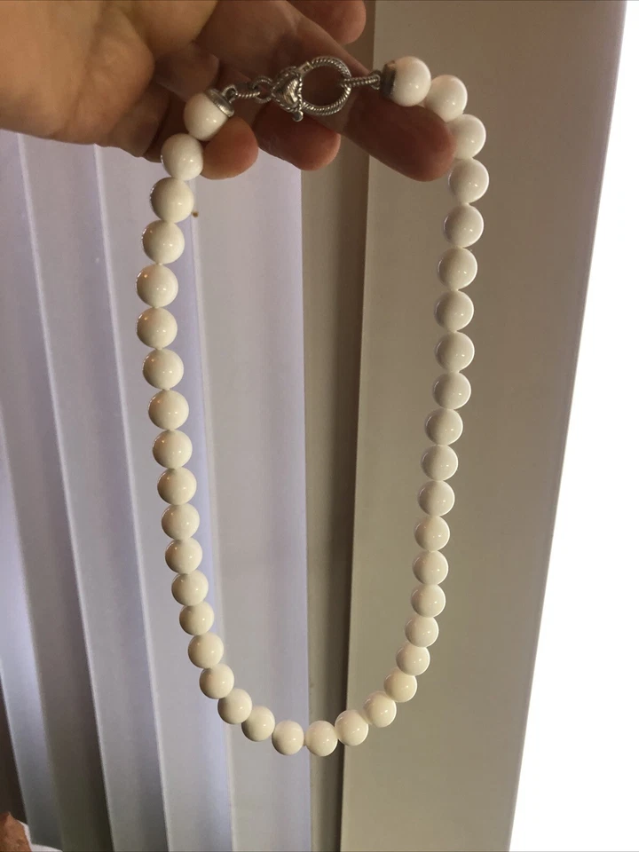 30. Colar Judith Ripka esterlina 925 pedra branca leitosa CZ com miçangas 17" - Imagem 4 de 4