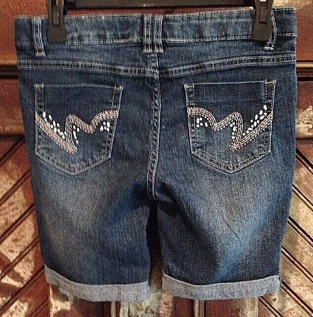 Pantalones Cortos de Jean CANYON RIVER BLUES Niñas Talla 12-1/2 Elastizados Azul Denim Cintura Ajustada Foto 2 de 4