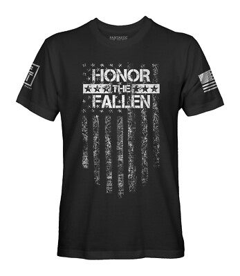 Fantastic Tees American Heroes Honor The Fallen Men's Patriotic T-Shirt (WHITE)
