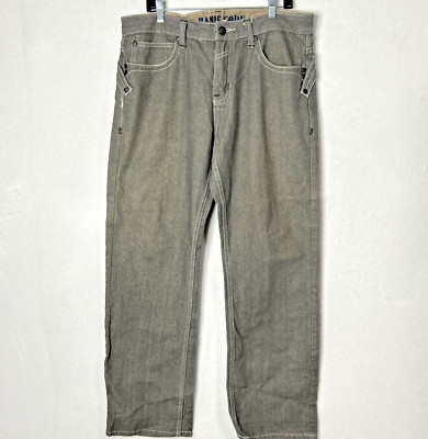 Basic Code Jeans Mens 38x34 Vintage Y2K Baggy Wide Leg Skater Gray