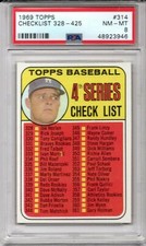 1969 TOPPS BASEBALL 314 CHECKLIST 328-425 PSA NM-MT 8