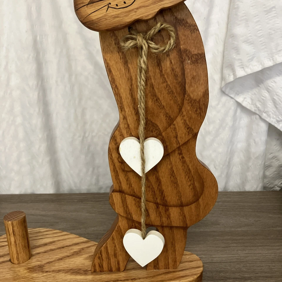VTG Hand Made Wood Large Cat Feline Paper Towel Holder Folk Art - Image 3 of 4