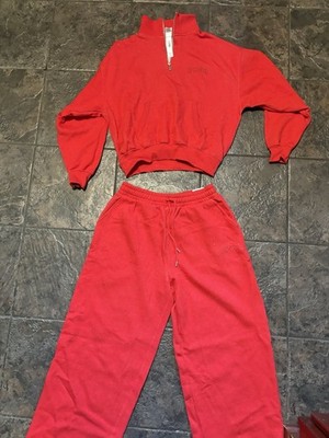 PINK Red Sweatsuit Set XS 30'' Inseam