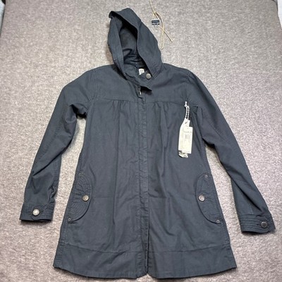 New Quiksilver Casey Trench Jacket Womens Medium Black Hooded N876012 Surf