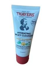 Thayers Hydrating Milky Cleanser Snow Mushroom Hyaluronic Acid Travel 3oz Cleans