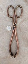 Small Antique Coal Fire Tongs 22 cms Solid Brass/copper see full description 