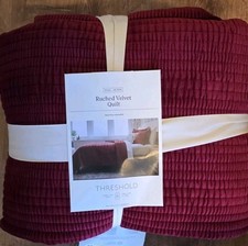 Threshold Ruched Velvet Full/Queen Quilt Red