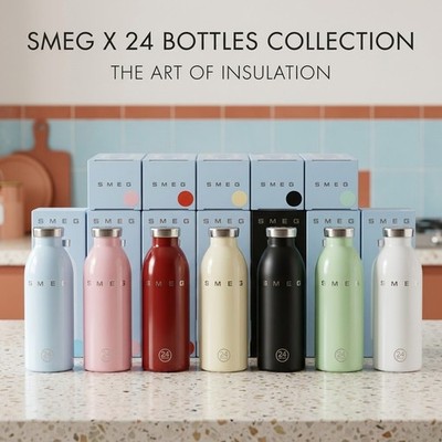 SMEG × 24Bottles Clima Bottle 500ml Stainless Steel + FREE Waist