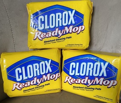NEW! 24 Clorox Ready Mop Absorbent Cleaning Pads Refill / NOS 3 Packages Of 8