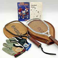 Vintage Ektelon Racquetball Lot Composite 250G Blue Lite FS Leather Case Books