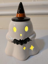 Bullseye Playground Halloween Ceramic Light Up Ghost Wearing Witch  s Hat