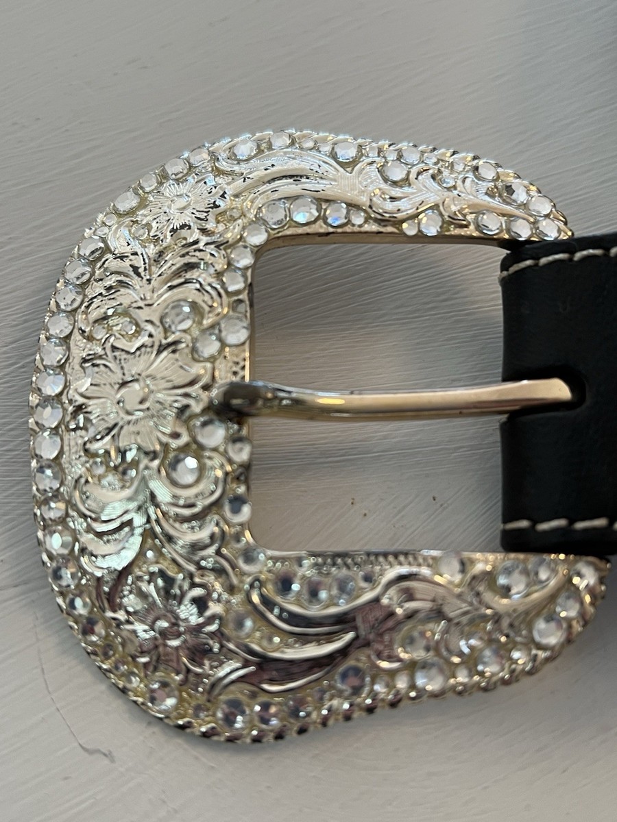 Nocona Western Womens Belt Rhinestones Studded Black Concho  display picture 2