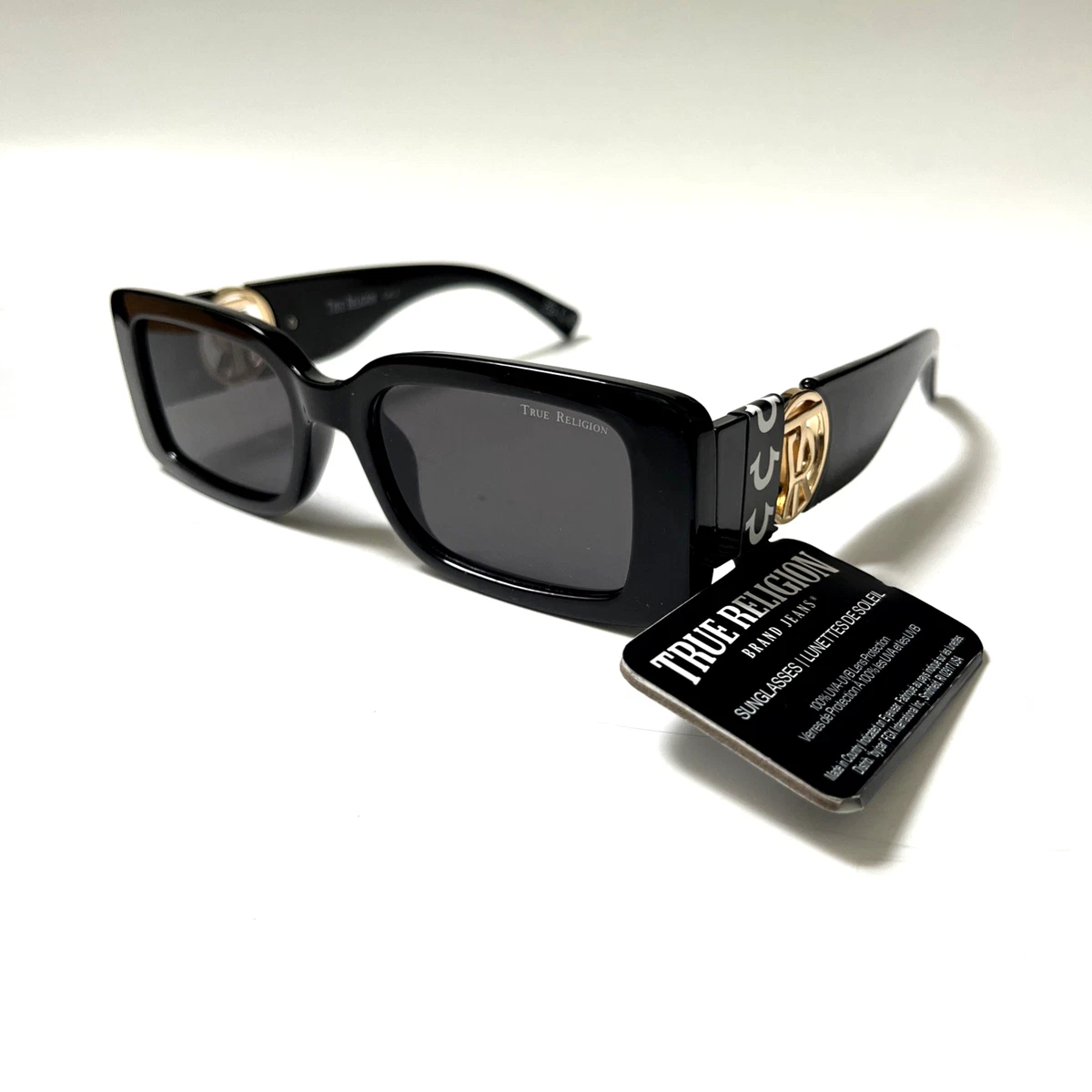 New TRUE RELIGION Cat Eye Black Sunglasses Gold Logo Acetate XXZZ True Religion Sunglasses & Sunglasses Accessories for Women  main image 4