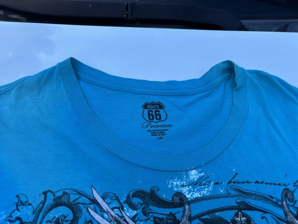 Vintage Y2K Style Shirt Mens Large Blue Route 66 Grunge Cybercore Punk Hip Hop - Image 4 of 4