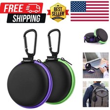 2-Pack Earbuds Cases, Small Round Pocket Earbud Travel Carrying Case Pouch wi...