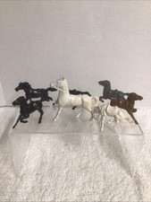VINTAGE BERGEN HARD PLASTIC TOY FIGURINES HORSES Lot Of 7