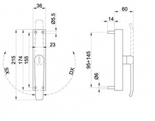 Cremonese maniglia per finestre in ferro con Chiave Asta Interna IBFM 565/ZA