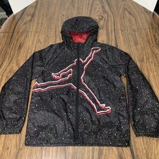 Air Jordan Kids Jumpman Hooded Windbreaker Jacket Boys M Galaxy Paint Splatter