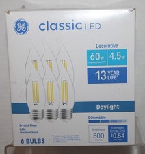 GE Classic 60w Eqv 4.5w LED Bulbs CAM Medium Base Crystal Clear Daylight 6-Pack