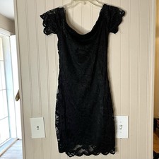 Ambiance little black lace off the shoulders dress size Small