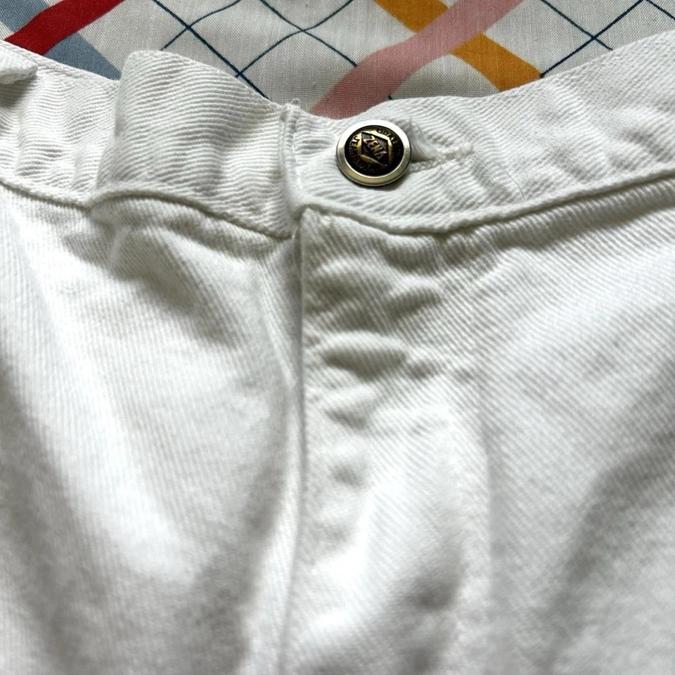 Pantalones Cortos Vaqueros Zena Vintage Años 90 Blanco Cintura Alta Denim Y2K Clásicos Para Mujer Talla 12 Foto 4 de 4
