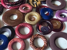 Vintage Lucite Plastic Wood Hoop Hoops Beads Findings 20