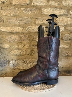 Lucchese Herren Kirschbraun Bestickt Leder Cowboy Stiefel UK 7,5 US 9,5D