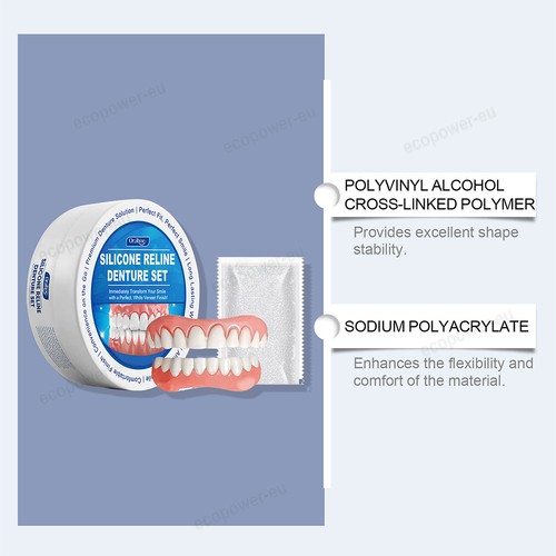 Silicone Reline Denture Set Soft Silicone Denture Set False Teeth for Women Men - Picture 16 of 18