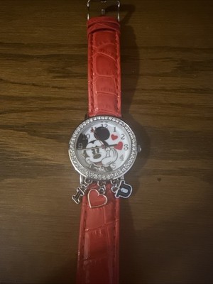 Disney Mickey Watch with I Love You Charms New Battery Works Great