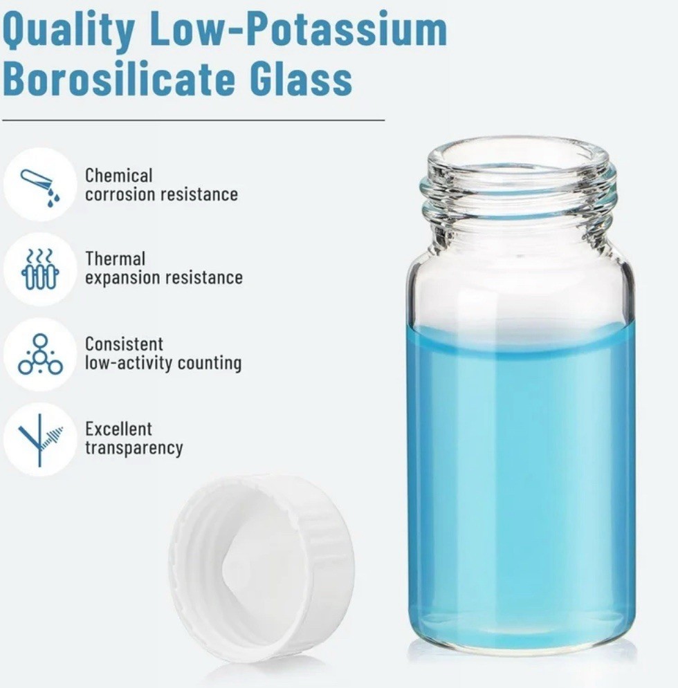 Creahub 100pcs 20mL HDPE Scintillation Vials 22-400 Caps Lab Sample Bottles