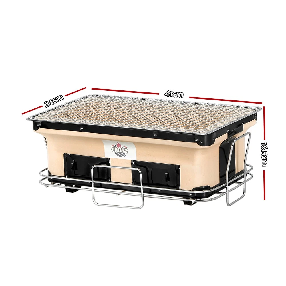 Grillz BBQ Grill Tabletop Charcoal Smoker Stainless-steel Ceramic Portable