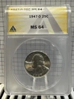 1947-D Washington Quarter - ANACS MS 64