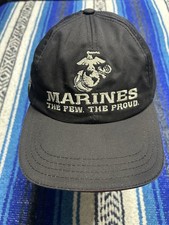 Marines The Few The Proud Adult Adjustable Strapback Black Cap/Hat Made in USA